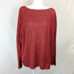 Ralph Lauren Hand Knit Open Knit Red Sweater